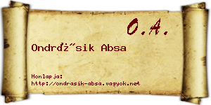 Ondrásik Absa névjegykártya